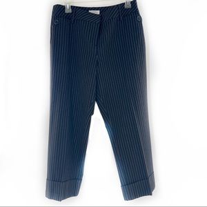 Ann Taylor LOFT Stretch Black Pin-Striped Dress Capri Cropped Trousers, Size 12